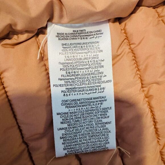 BCBGeneration Diagonal Seam Puffer Hooded Jacket Coral Pink Size Medium (8), NWT - Picture 16 of 16